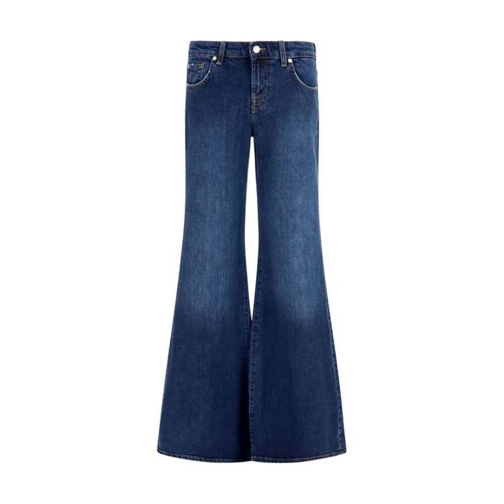 7FOR Blue Cotton Flared Women's Jeans